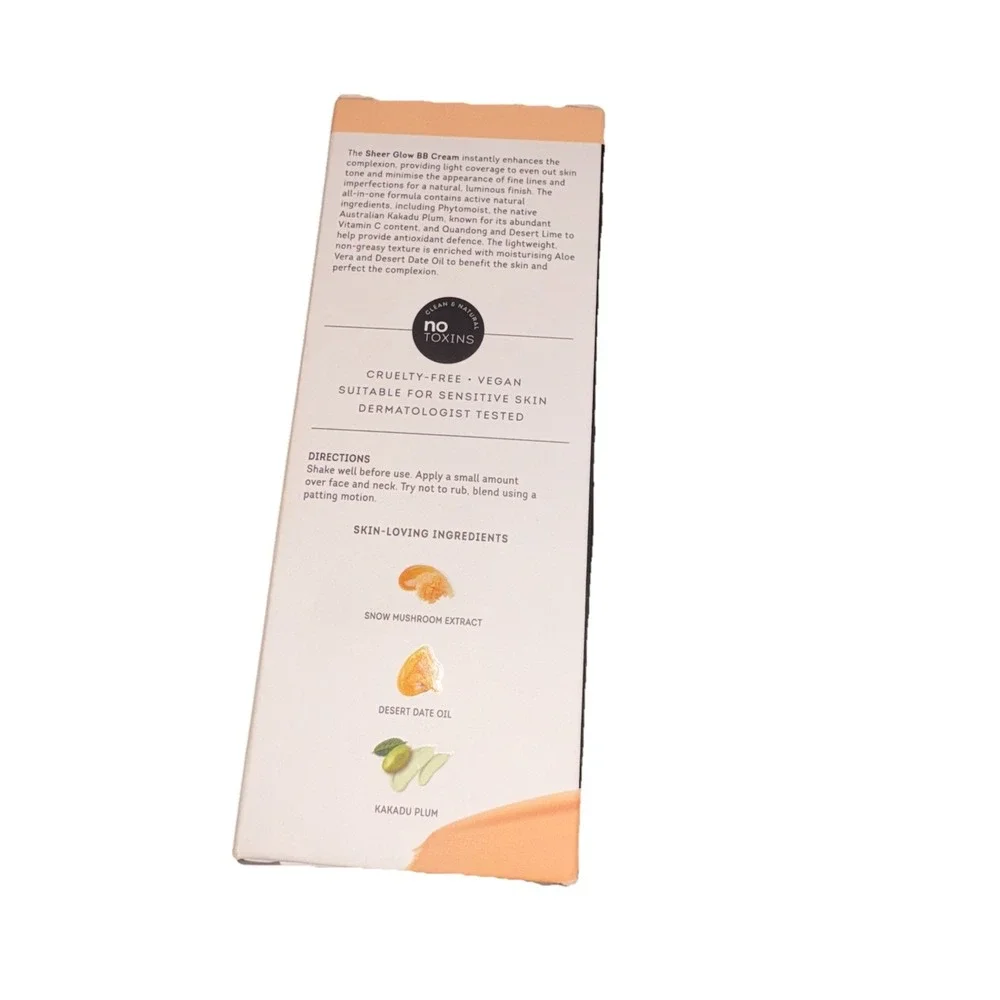 Nude By Nature Sheer Glow BB Cream (30ml/1fl) NEW! 02 Soft Sand Sheer To Light